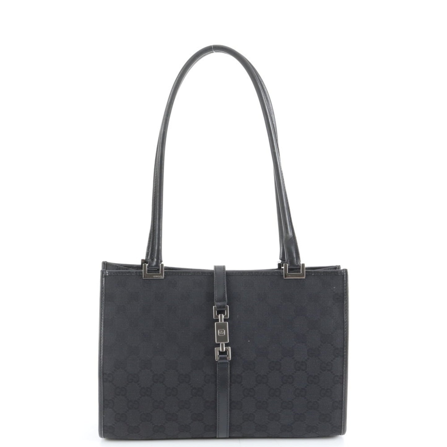 Gucci Black Leather Canvas Tote Bag ( )