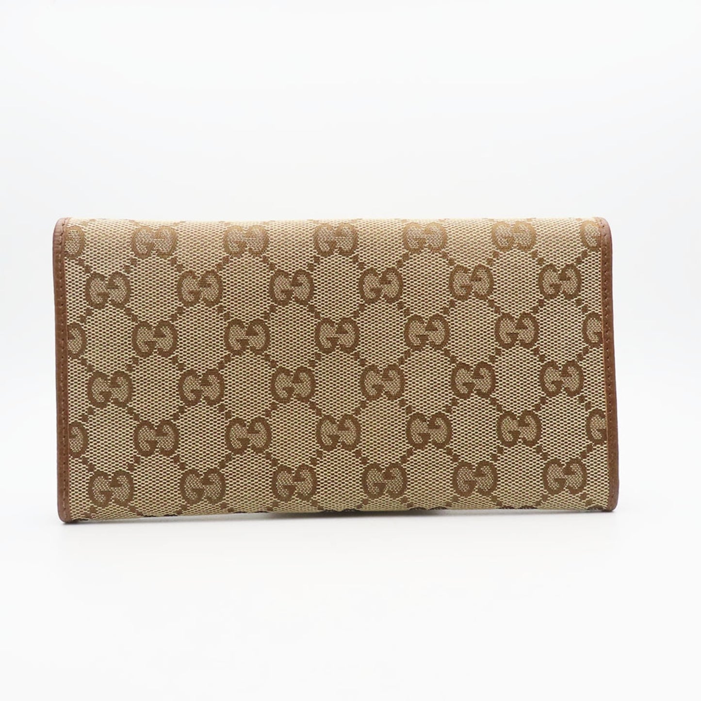 Gucci Brown Gg Canvas Leather Long Wallet (Bi-Fold) ( )
