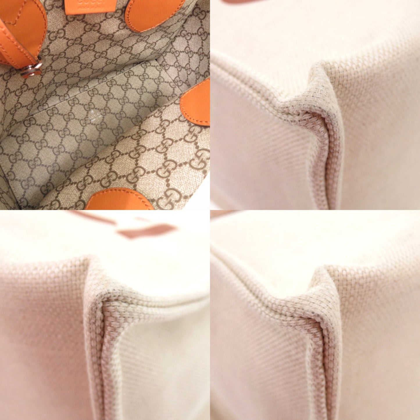 Gucci Beige Canvas Leather Handbag ( )