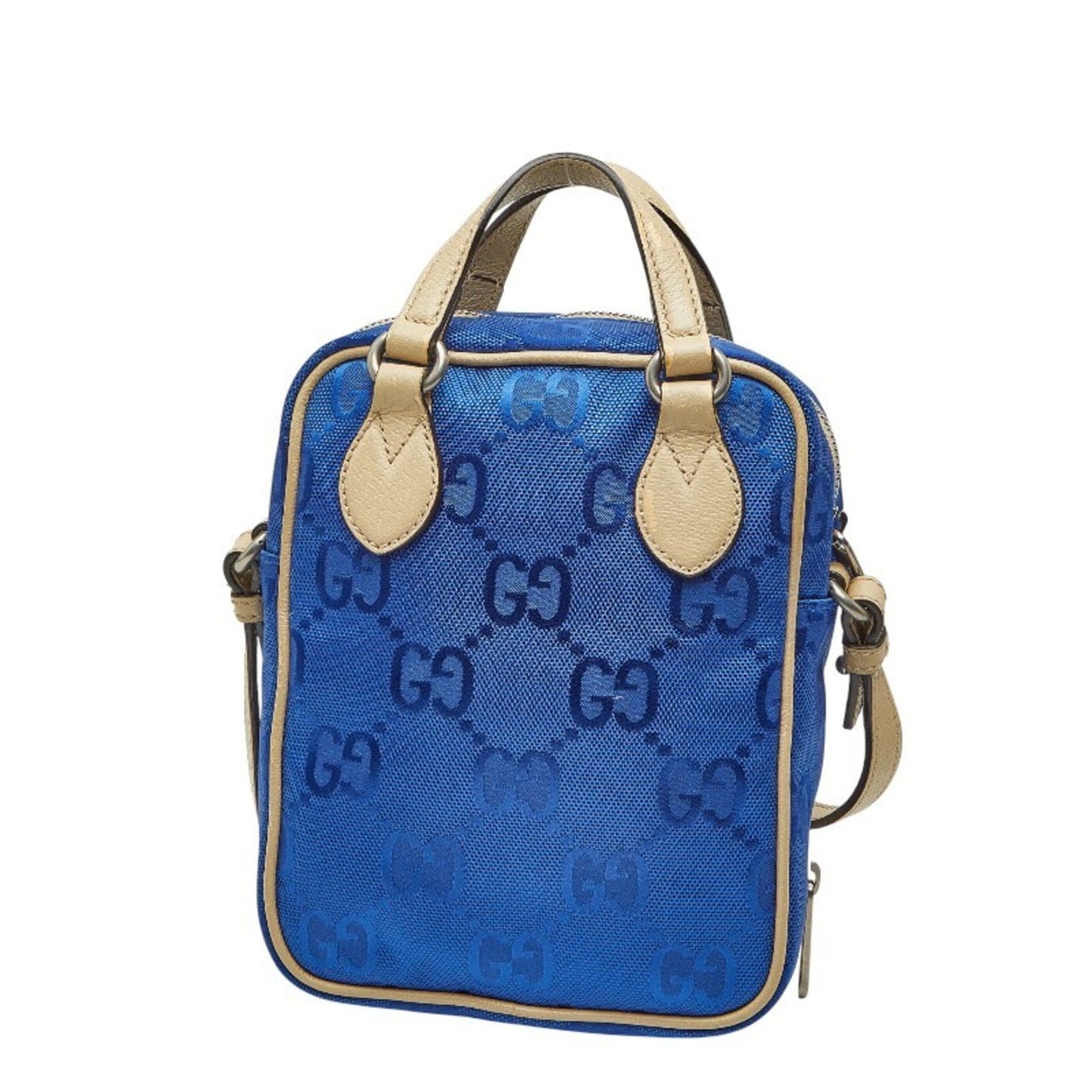 Gucci Blue Nylon Leather Handbag Shoulder Bag ( )