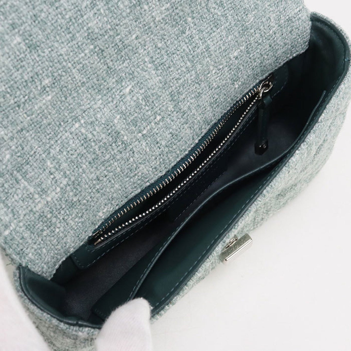 Christian Dior Green Tweed Shoulder Bag ()
