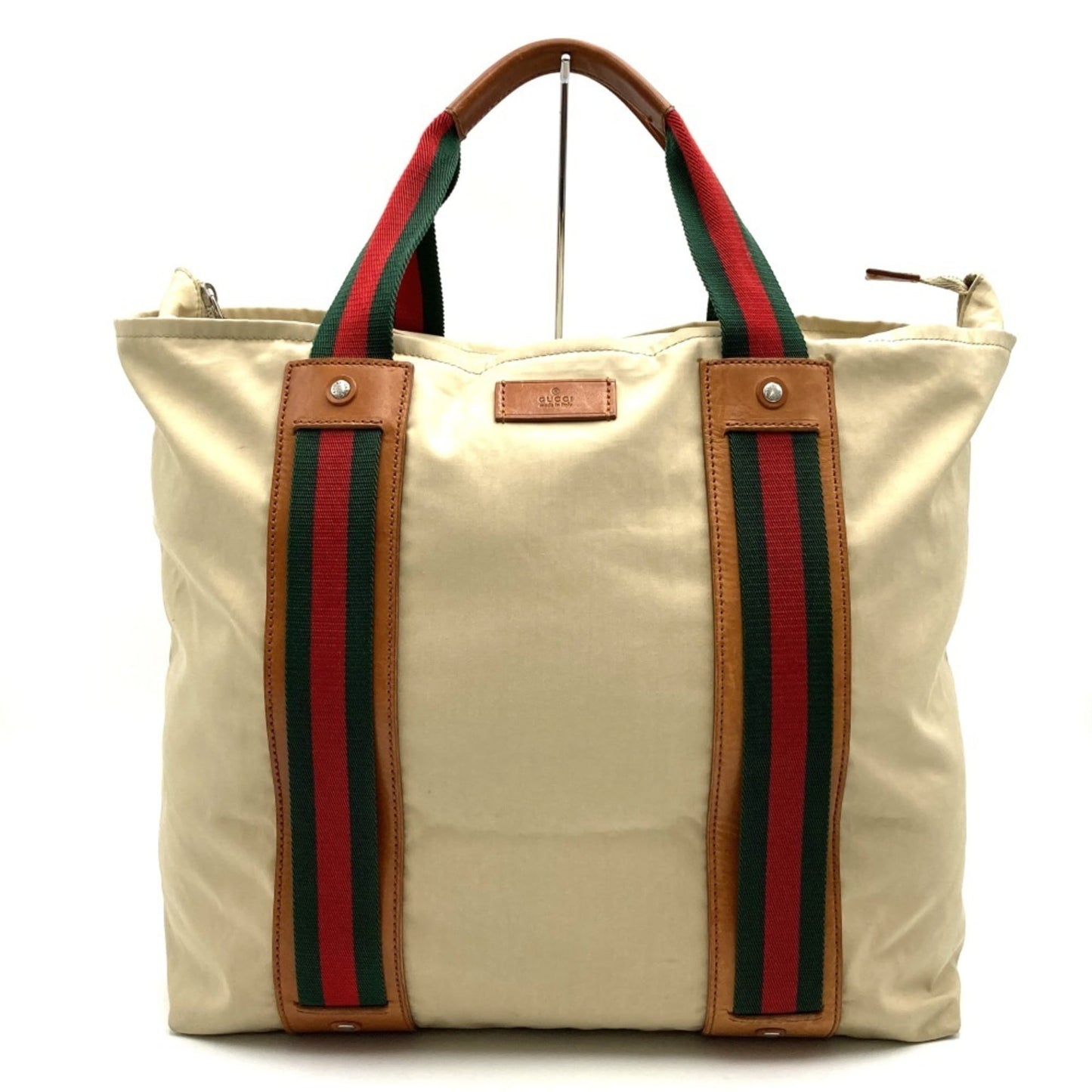 Gucci Sherry Line Beige Polyester Leather Tote Bag ( )