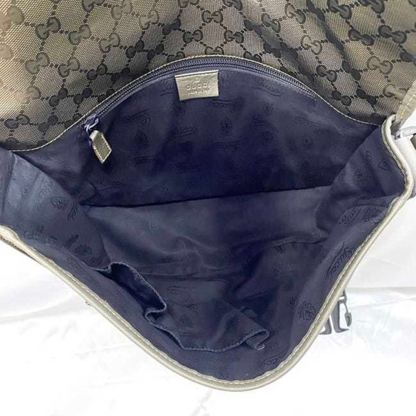 Gucci Green Khaki Coated Canvas Shoulder Bag ( )