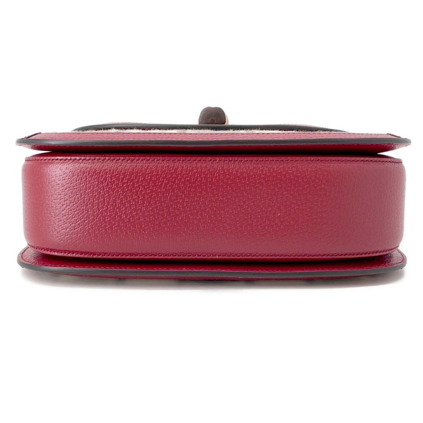 Gucci Ivory Red Color Leather Canvas Handbag ( )