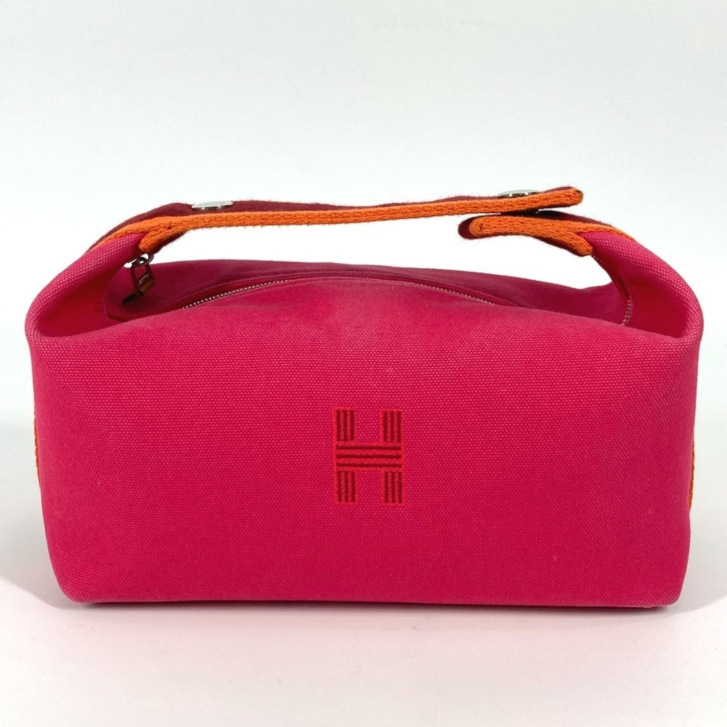 Hermes Pink Canvas Handbag Vanity Bag ( )