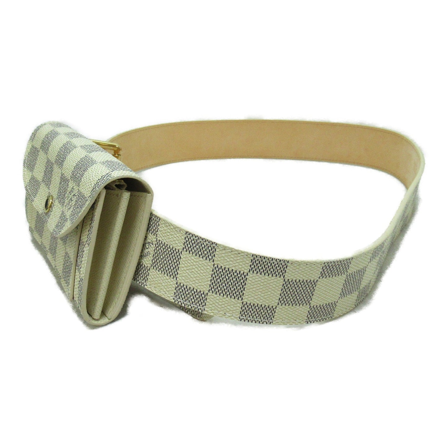 LOUIS VUITTON Sunchu Pochette Solo Belt White Damier Azur PVC coated canvas M9835S Clutch