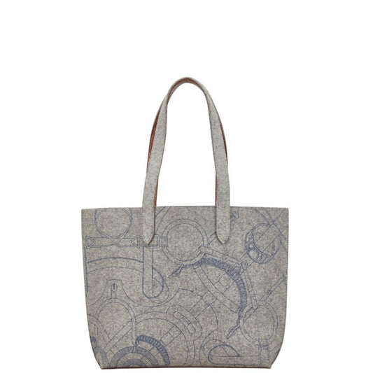 Hermes Gray Felt Leather Shoulder Bag Tote Bag ( )