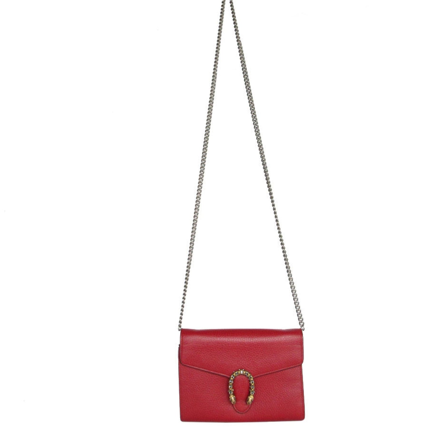 Gucci Red Color Leather Chain/Shoulder Wallet ( )