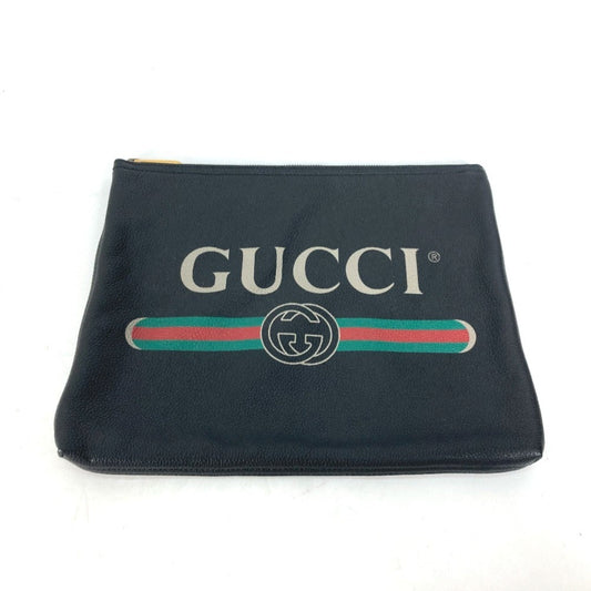 Gucci Black Leather Clutch Bag Pouch ( )