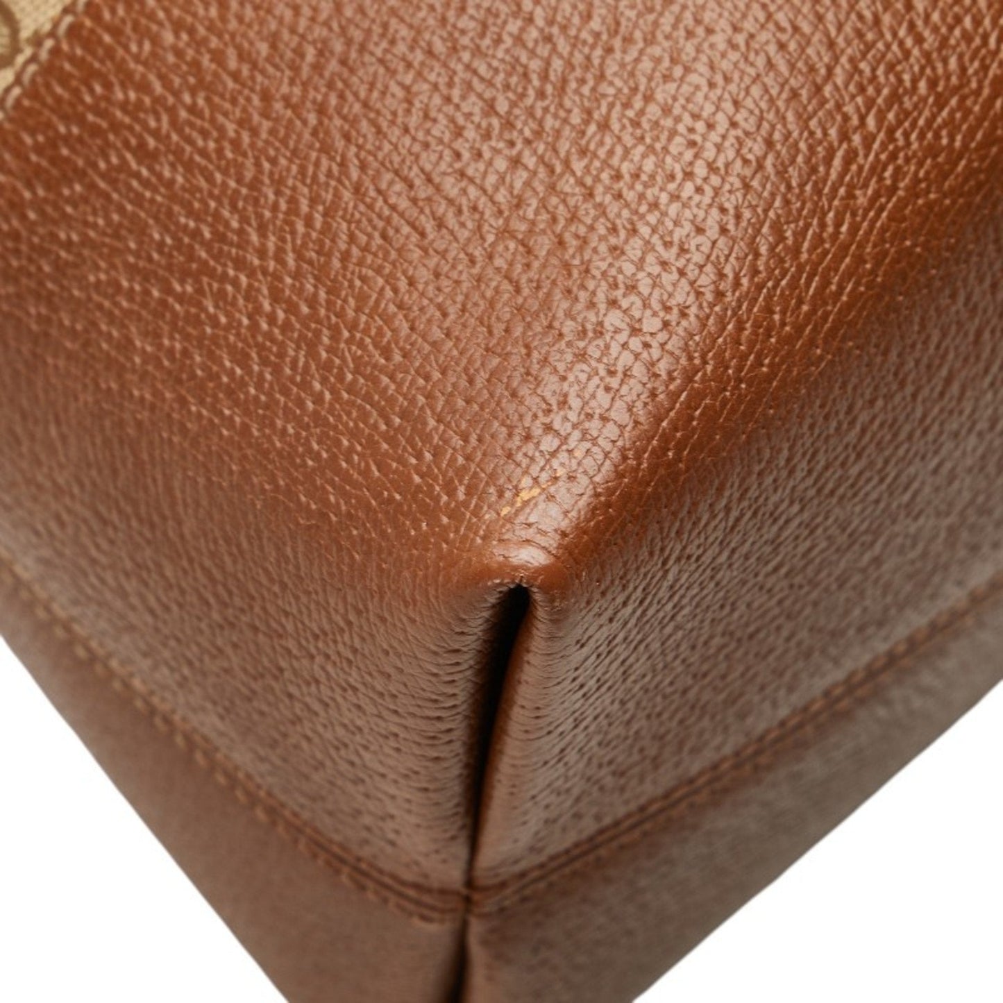 Gucci Gg Canvas Beige Brown Gg Canvas Leather Handbag Tote Bag ( )