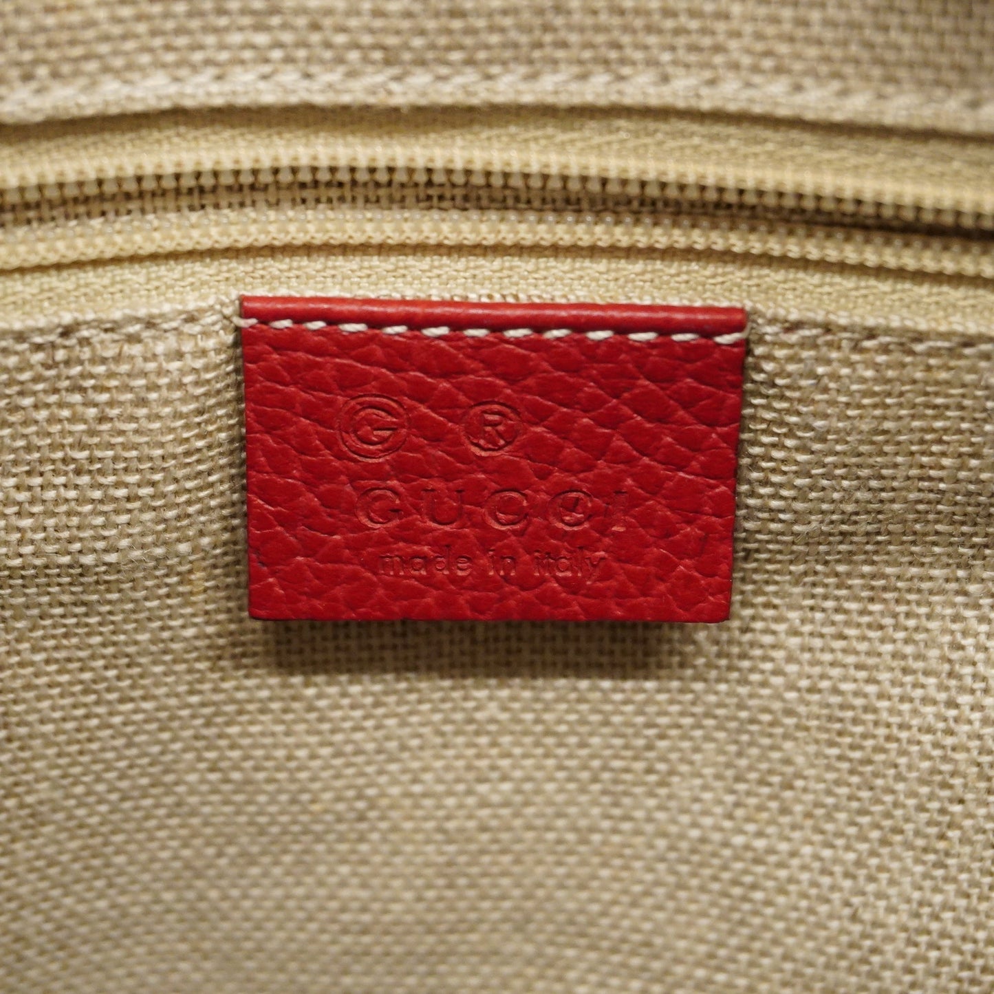 GUCCI Auth  Interlocking G 510302 Women's Leather Shoulder Bag Red Color