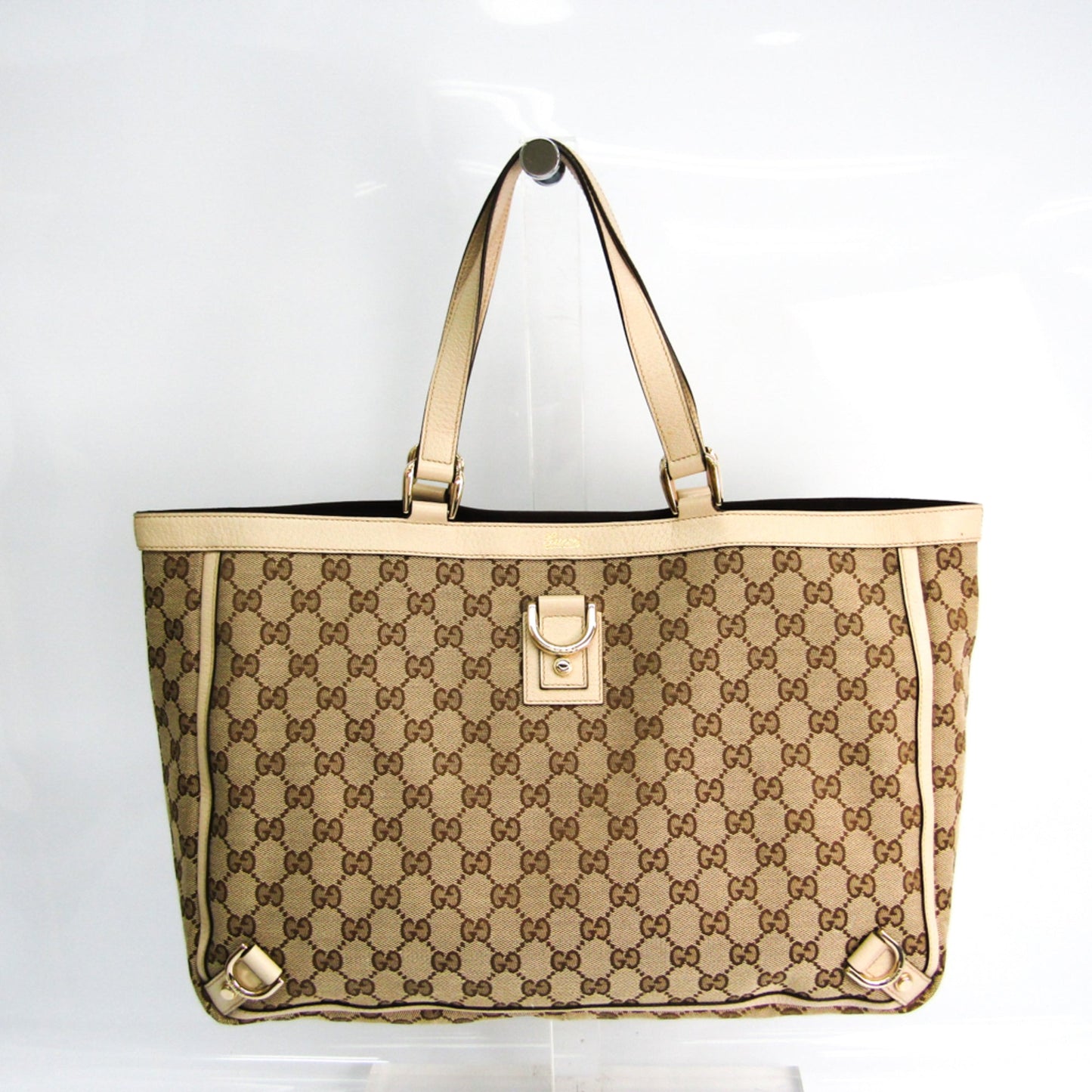 Gucci Gg Canvas Beige Cream Gg Canvas Leather Tote Bag ( )