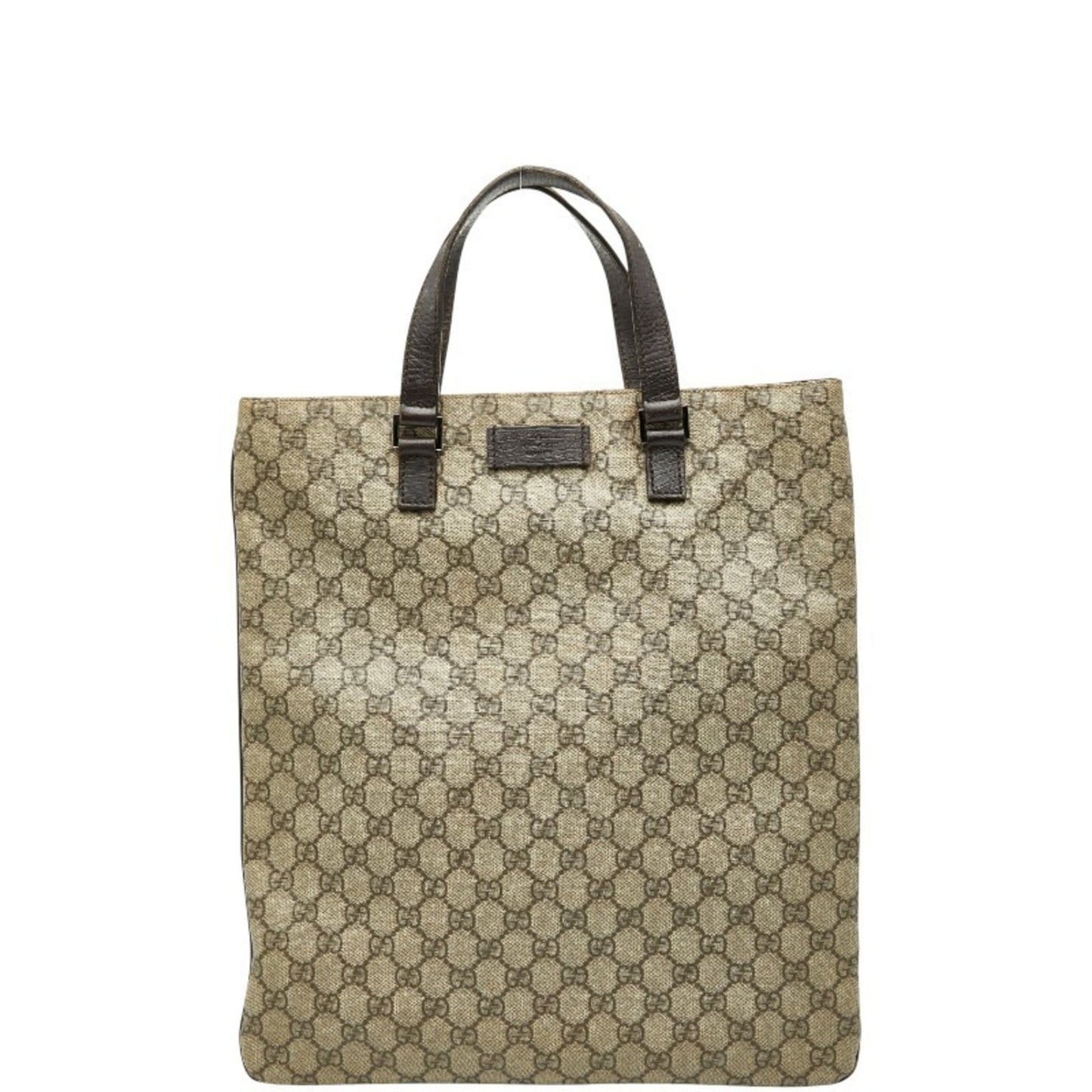 Gucci Beige Brown Pvc Leather Handbag Tote Bag ( )