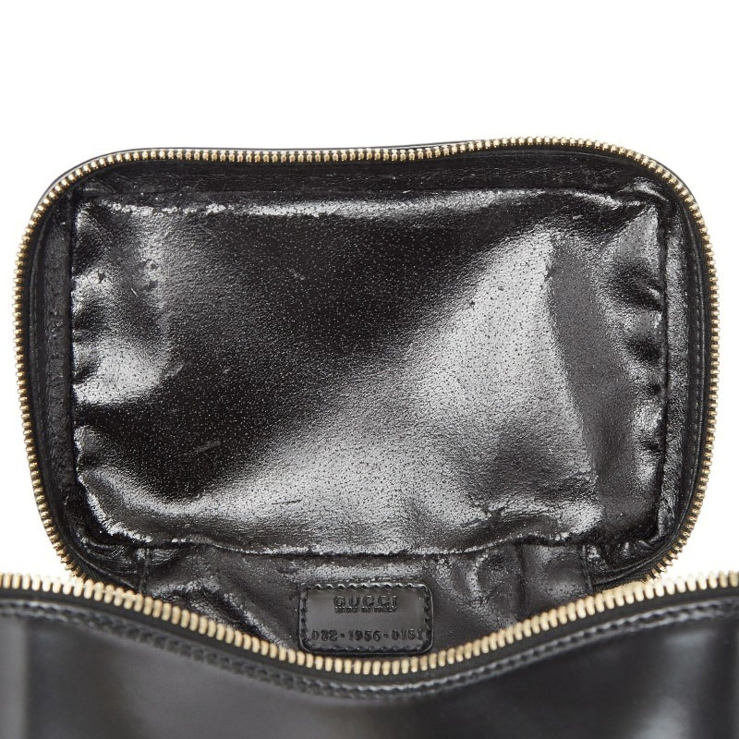 Gucci Black Leather Handbag Vanity Bag ( )