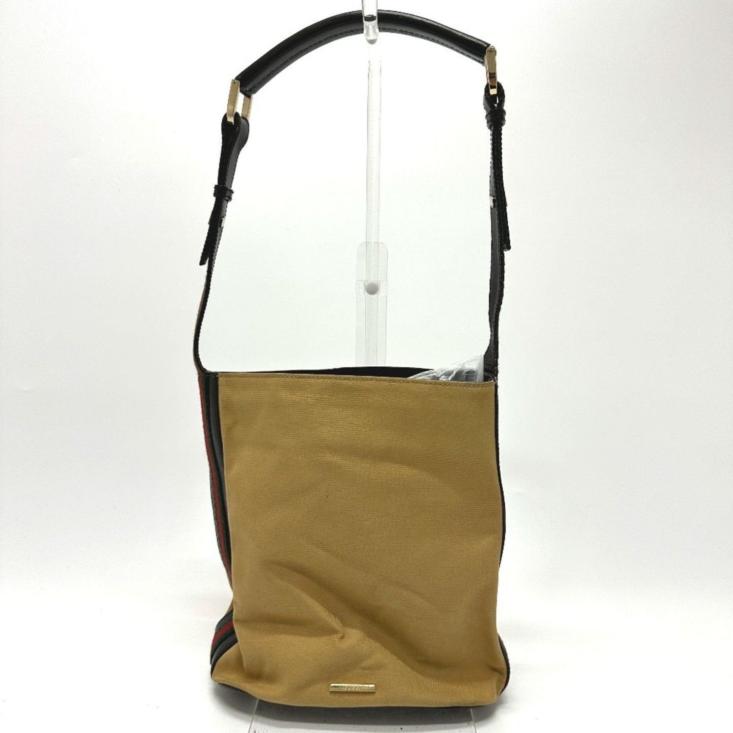 Gucci Beige Leather Canvas Shoulder Bag ( )