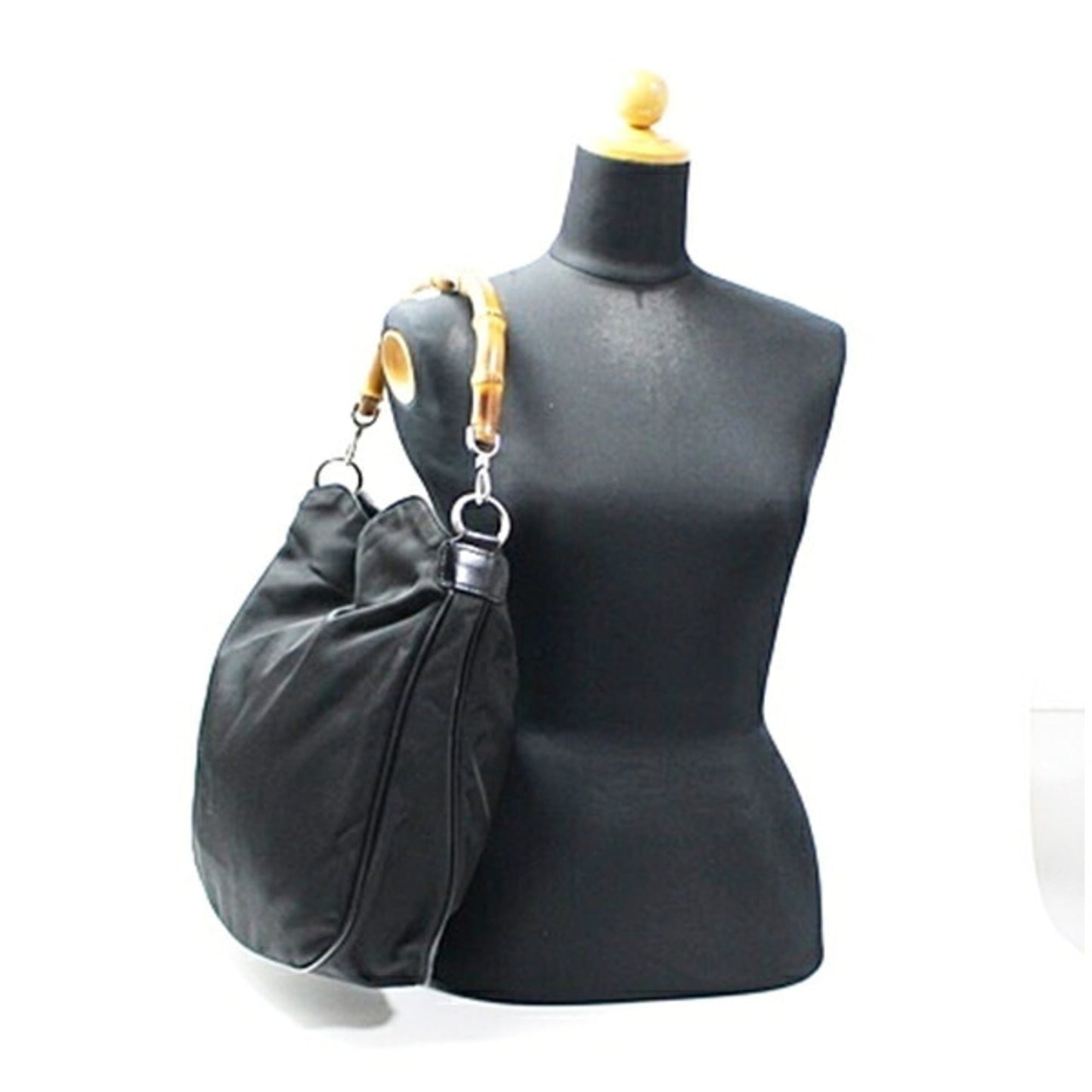 Gucci Black Dark Brown Nylon Handbag Shoulder Bag ( )