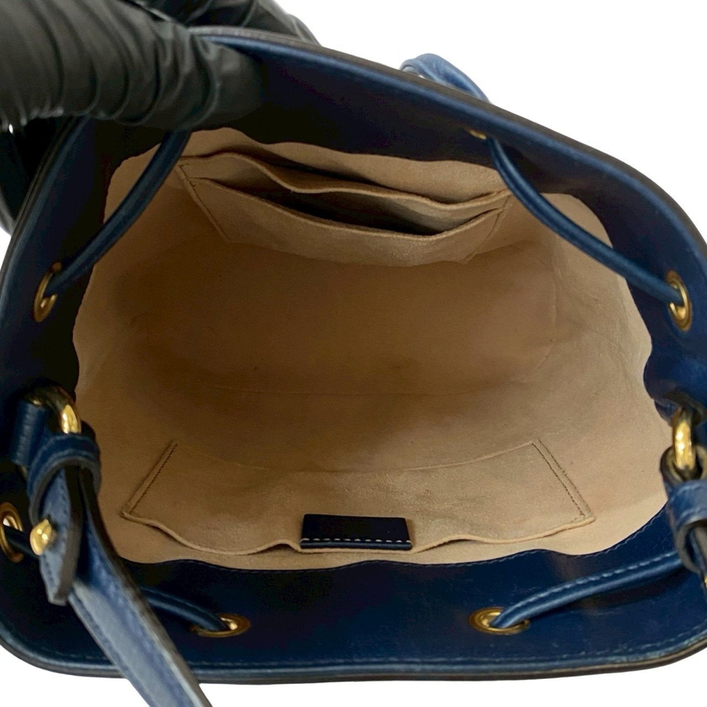 Gucci Navy Red Color Leather Shoulder Bag ( )
