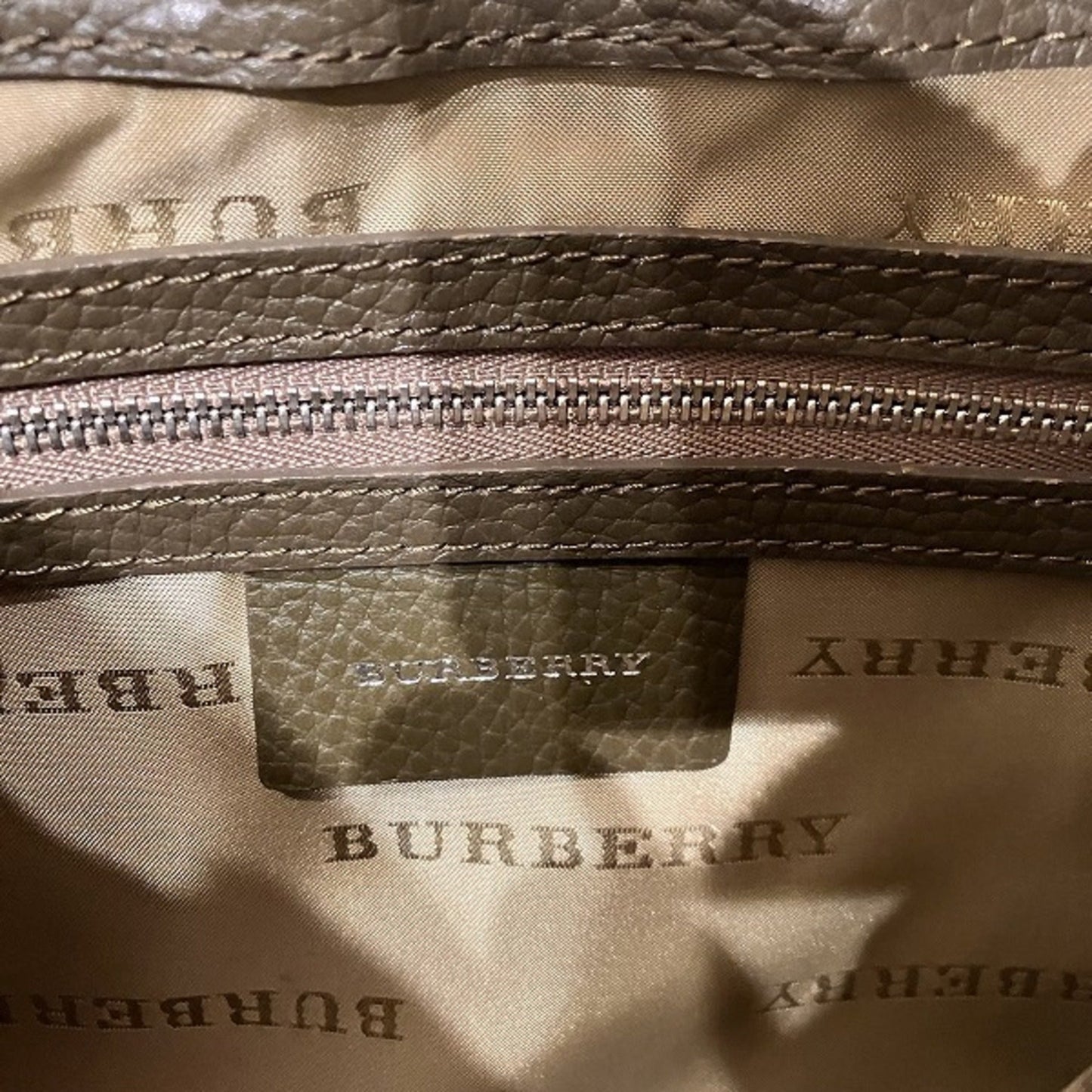 Burberry Khaki Canvas Leather Shoulder Bag ( )