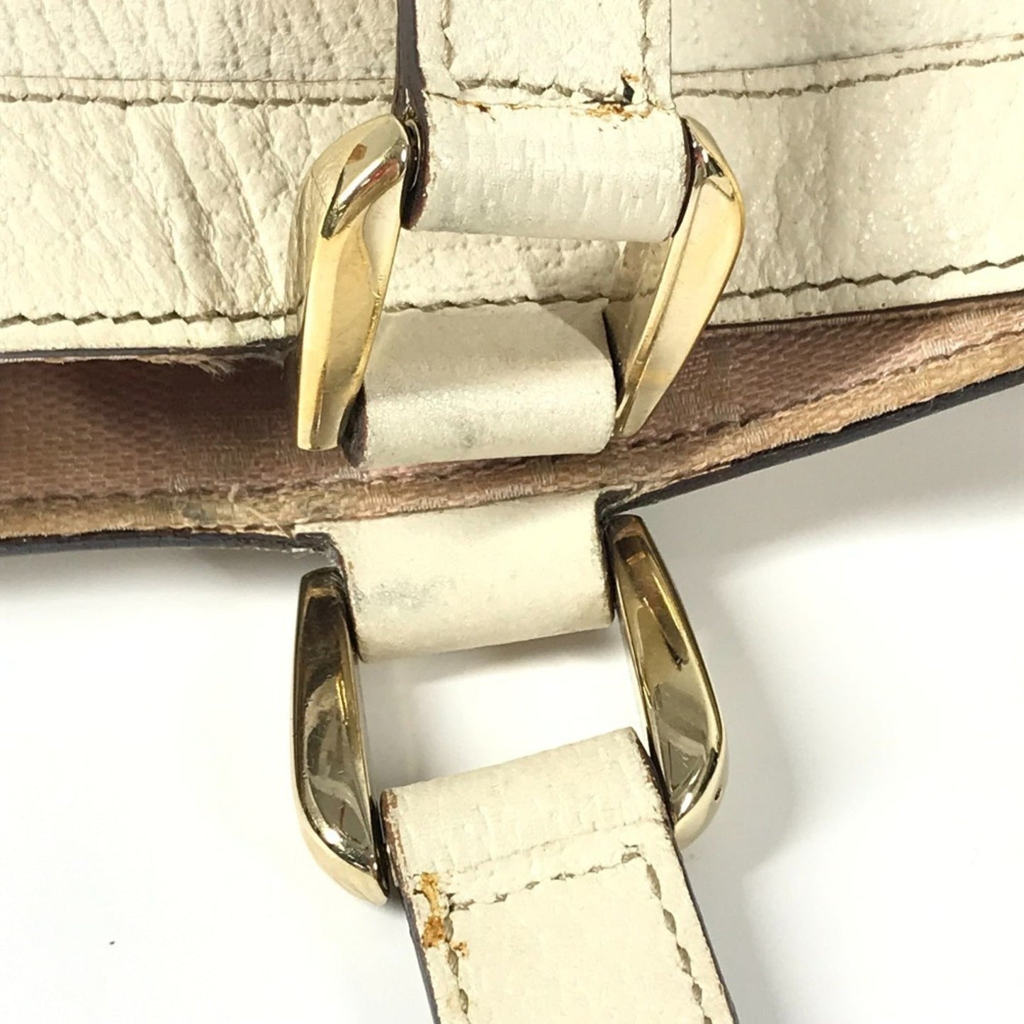 Gucci Pink White Leather Handbag Shoulder Bag Tote Bag ( )