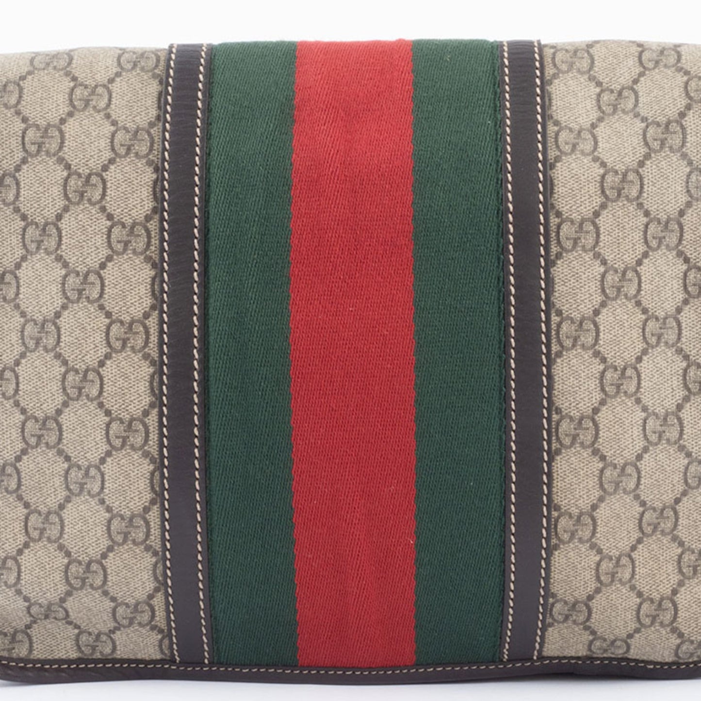 Gucci Beige Brown Canvas Leather Shoulder Bag ( )