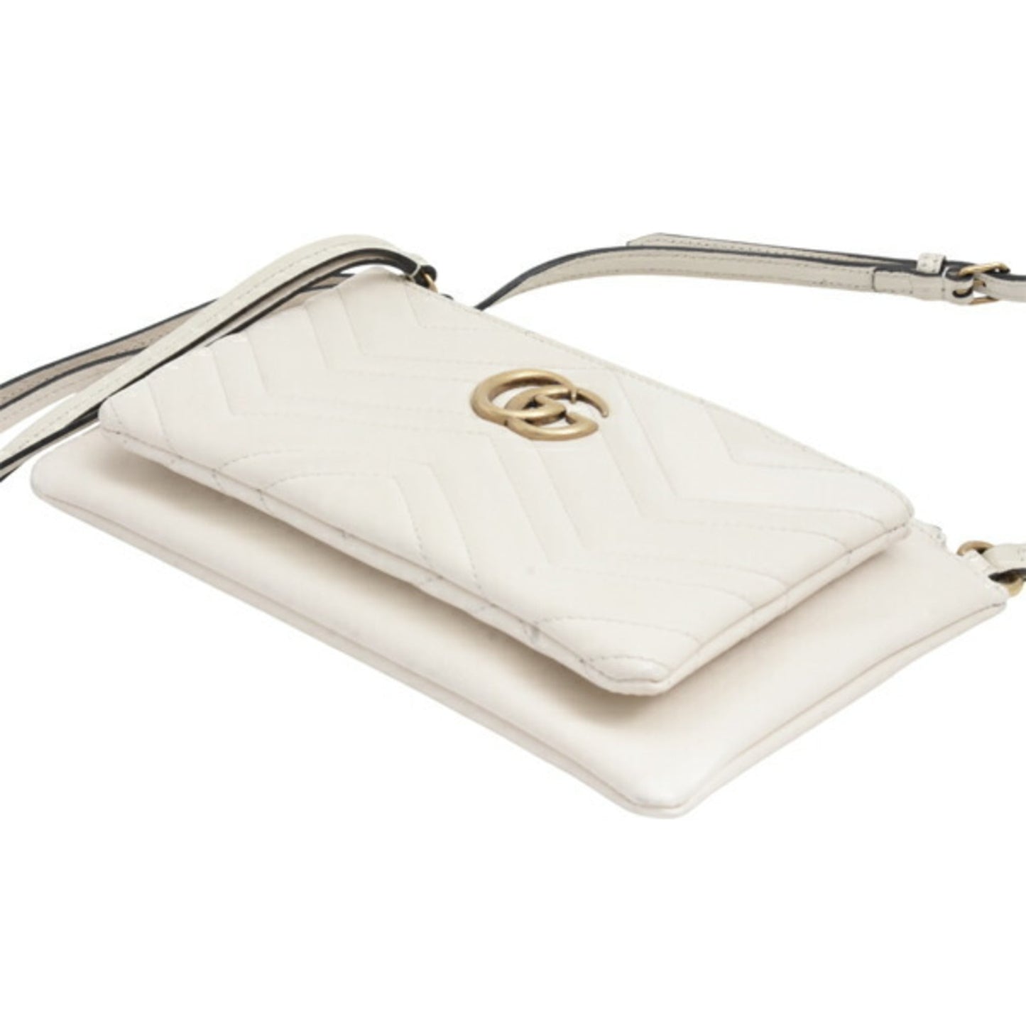 Gucci White Leather Pochette Pouch Shoulder Bag ( )