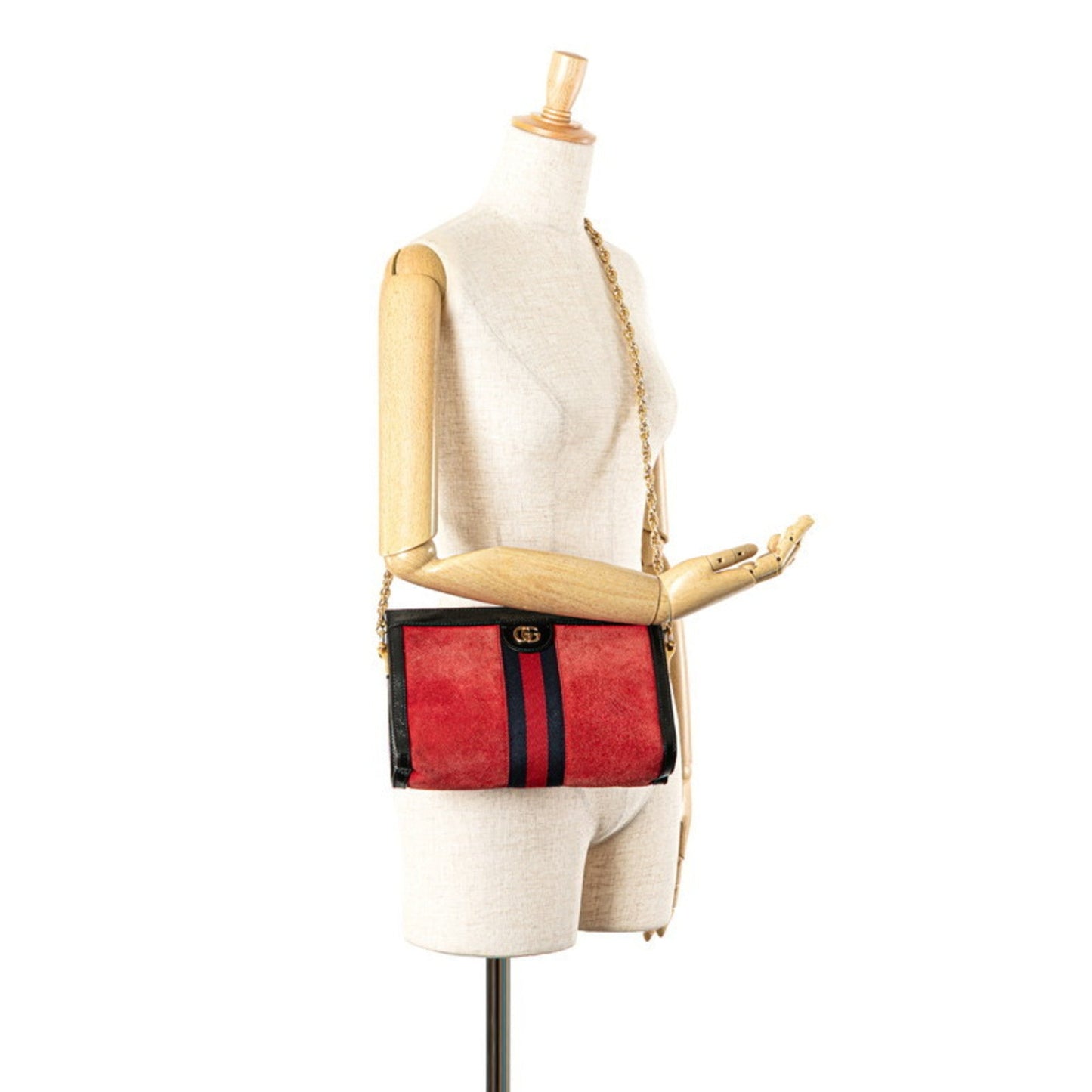 Gucci Black Red Color Leather Shoulder Bag ( )