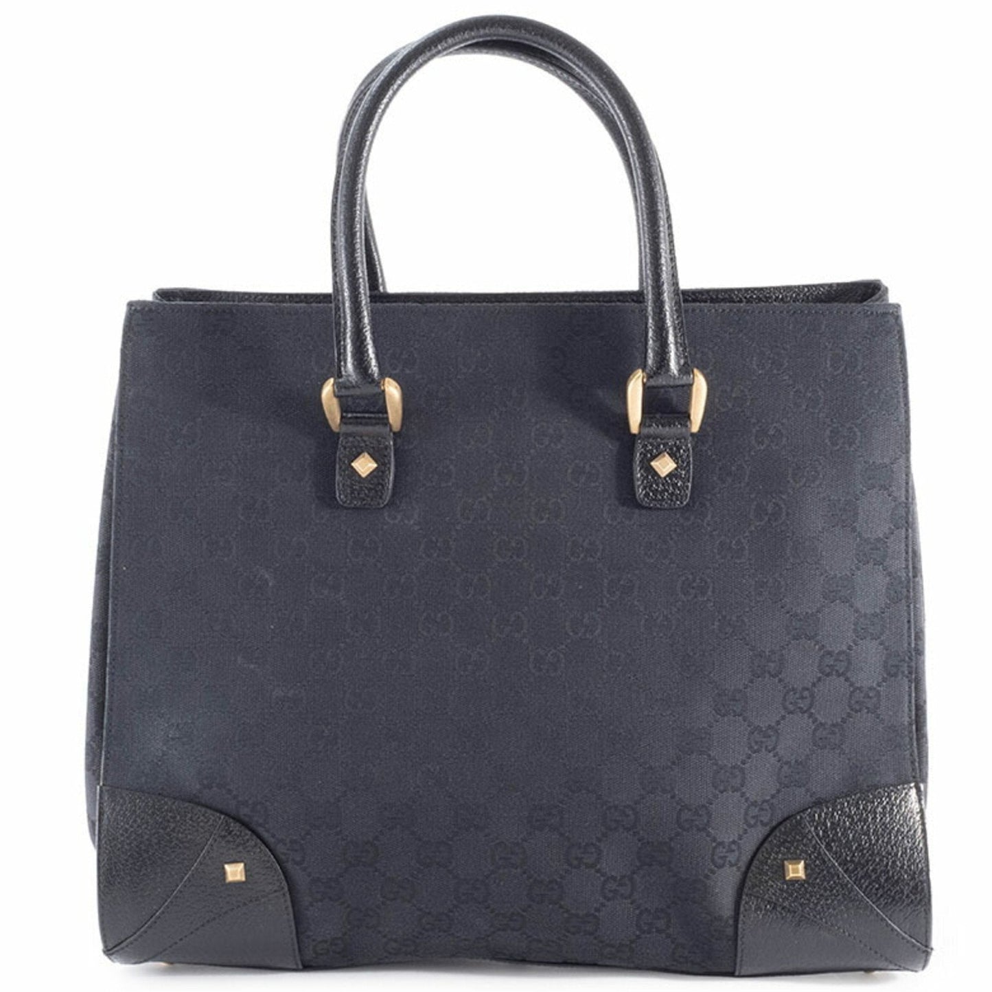 Gucci Gg Canvas Black Gg Canvas Leather Tote Bag ( )