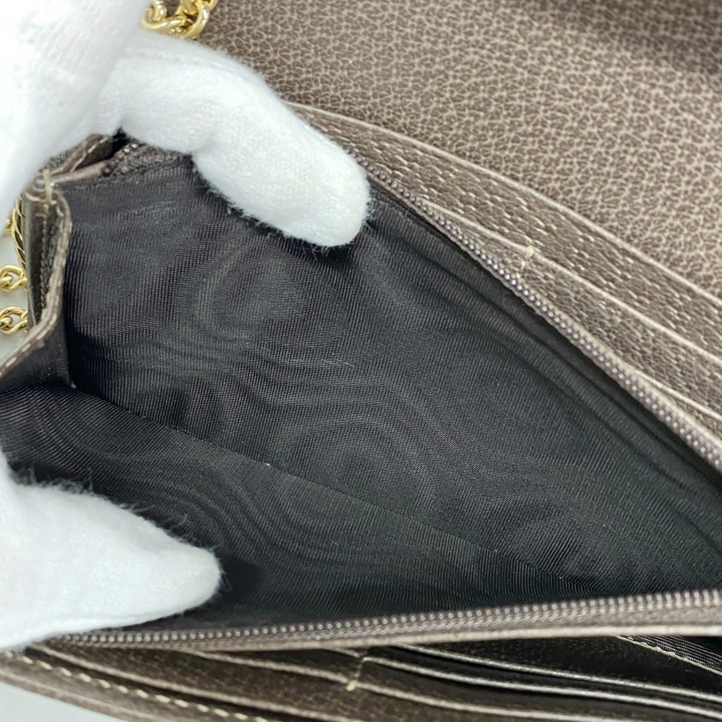 Gucci Brown Pvc Leather Chain/Shoulder Wallet ( )