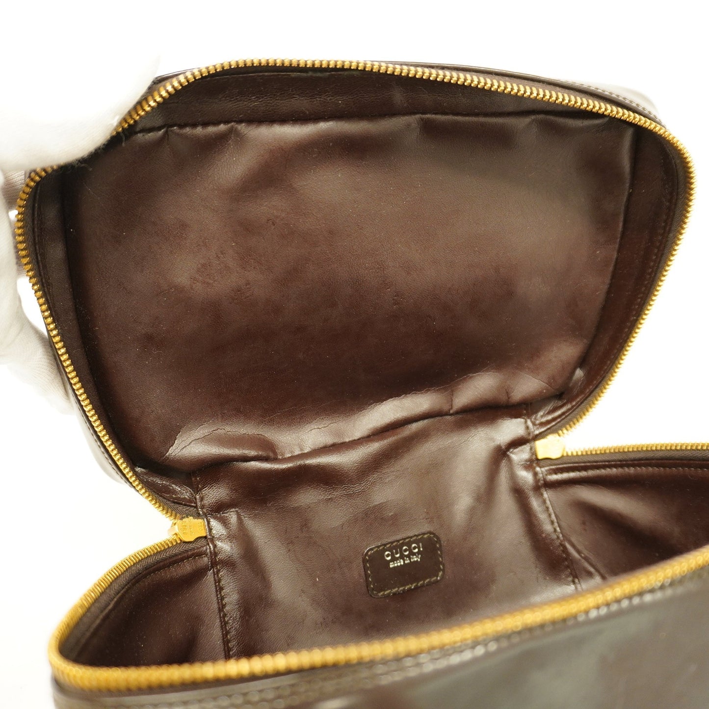 GUCCI Auth  Bamboo Vanity Bag 032 1956 0150 Women's Leather Vanity Bag Brown