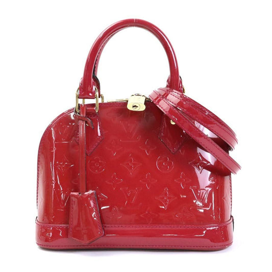 LOUIS VUITTON Handbag Diagonal Shoulder Bag Monogram Verni Alma BB Patent Leather Red Gold Women's