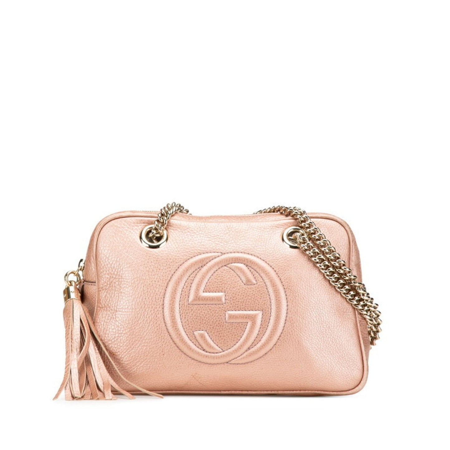 Gucci Gold Pink Leather Shoulder Bag ( )
