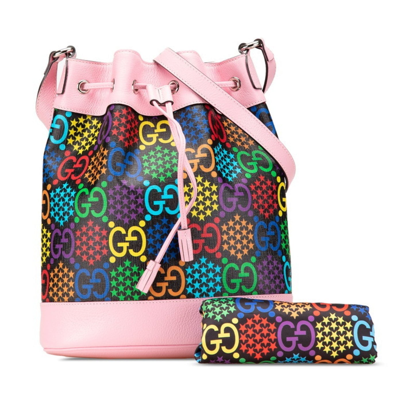 Gucci Black Multi-Color Pink Pvc Leather Shoulder Bag ( )