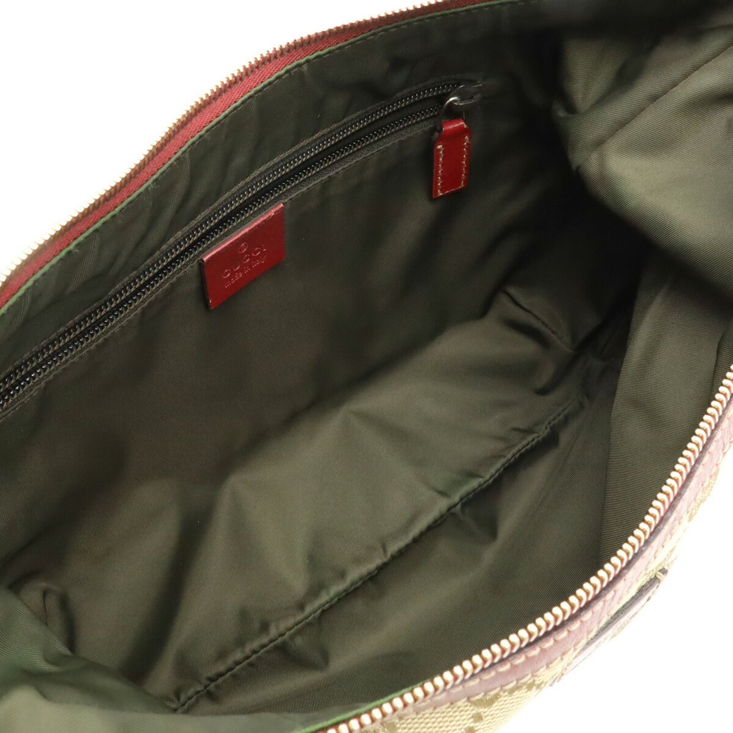 Gucci Beige Red Color Gg Canvas Leather Shoulder Bag ( )