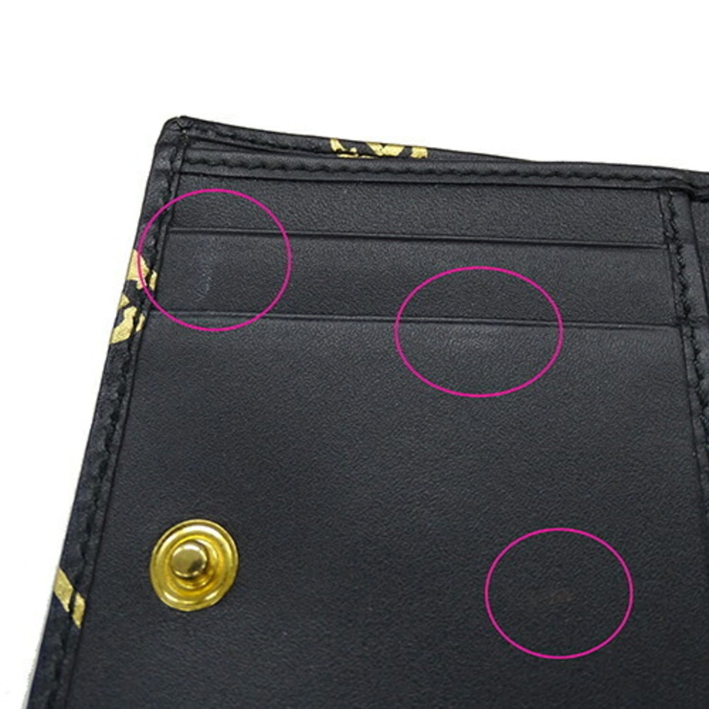 Gucci Gold Black Leather Wallet (Tri-Fold) ( )