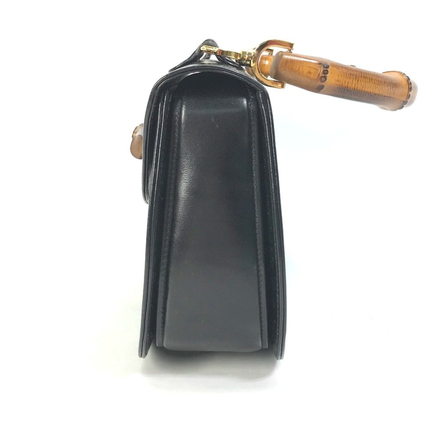 Gucci Black Leather Bamboo Handbag ( )