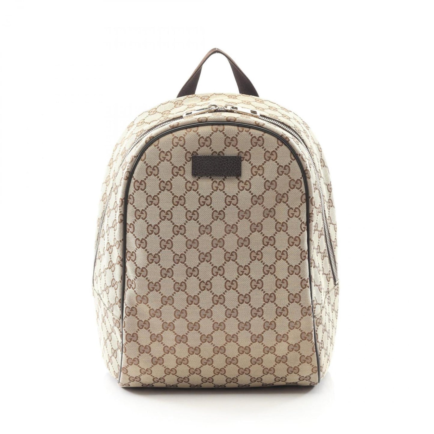 Gucci Beige Brown Canvas Leather Backpack ( )