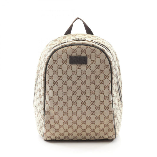 Gucci Beige Brown Canvas Leather Backpack ( )