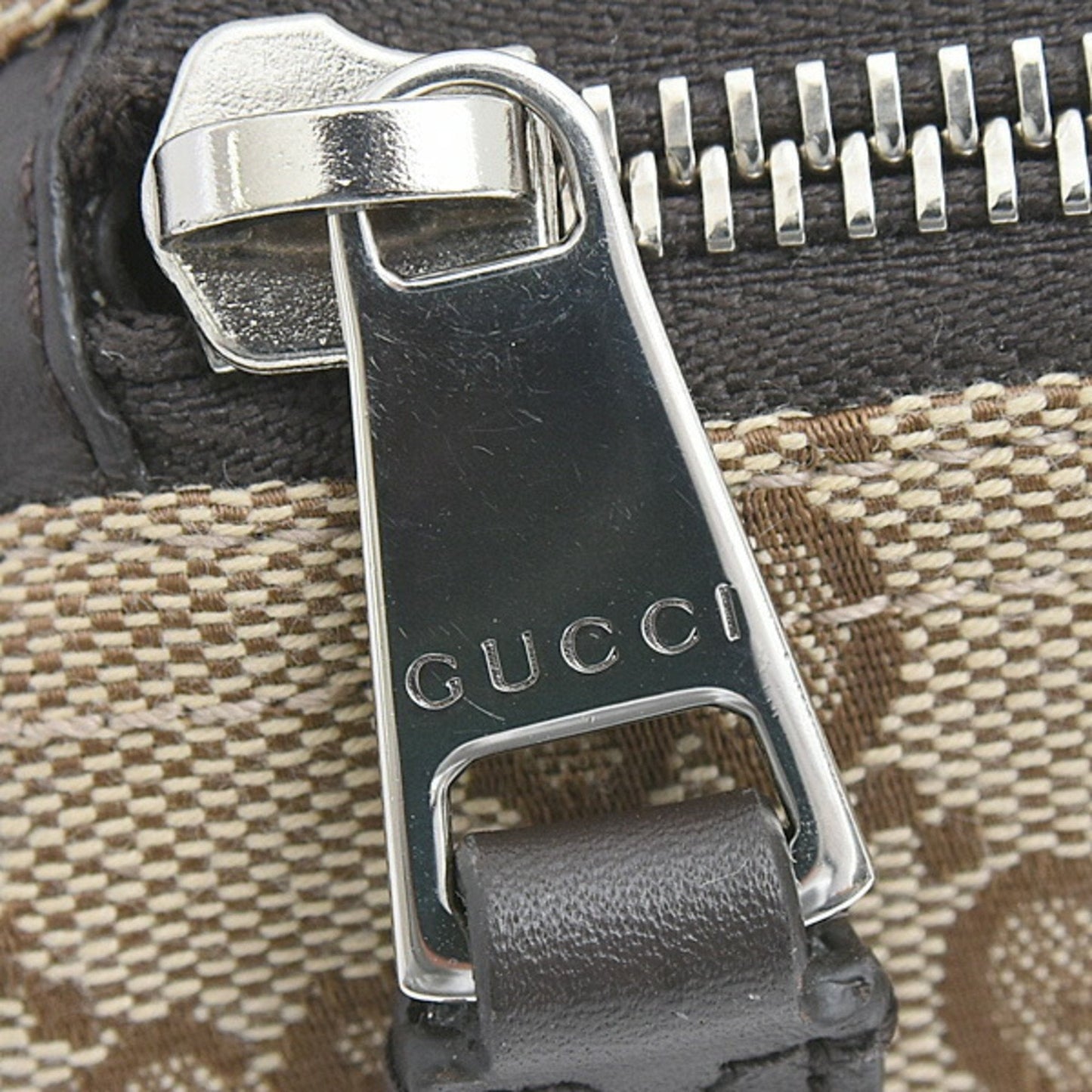 Gucci Gg Canvas Beige Brown Gg Canvas Leather Boston Bag Shoulder Bag ( )