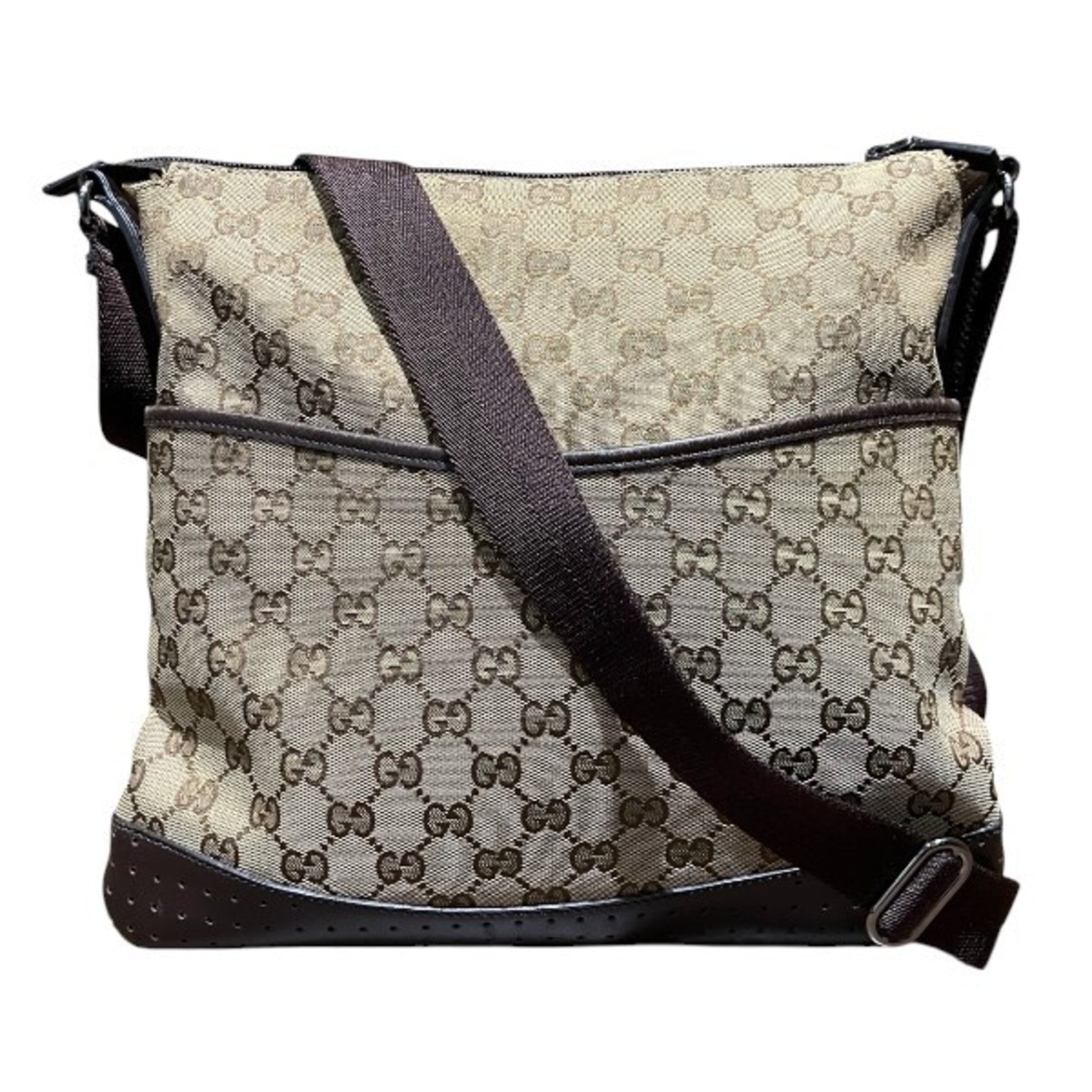 Gucci Leather Canvas Shoulder Bag