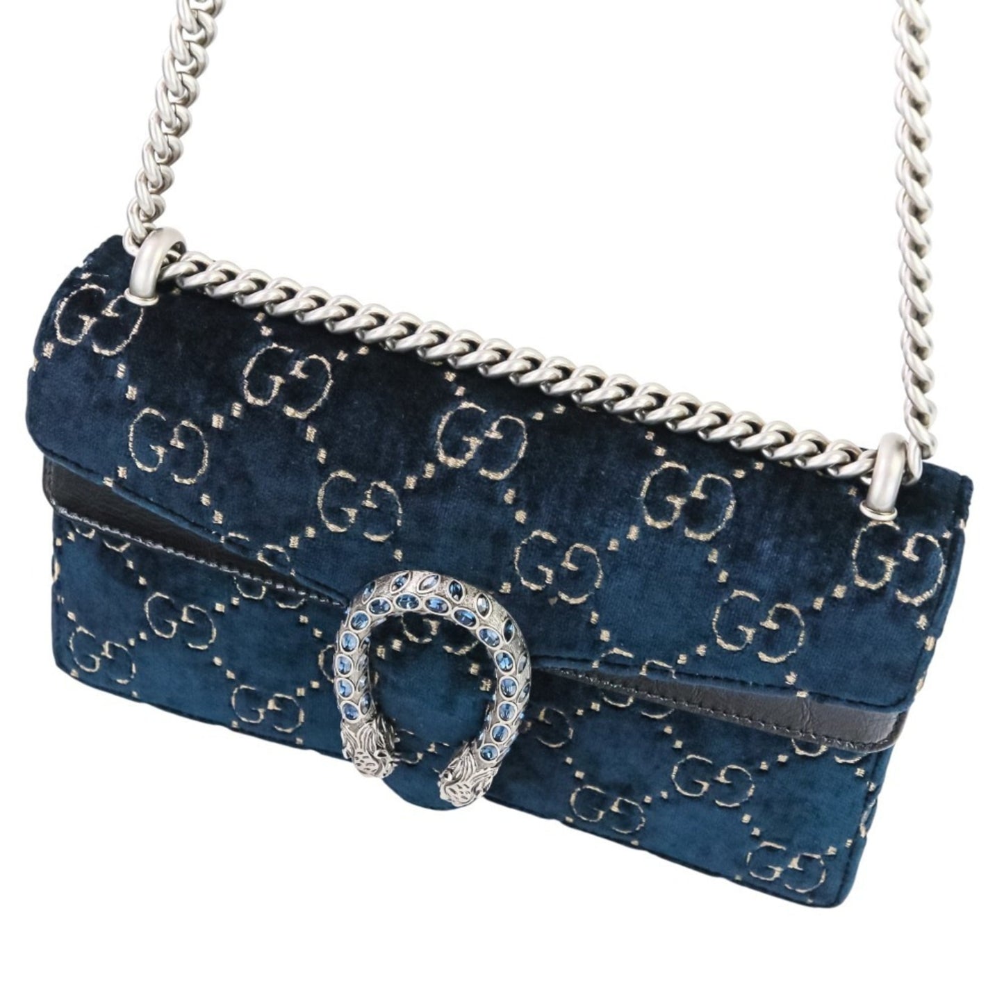 Gucci Navy Velvet Shoulder Bag ( )
