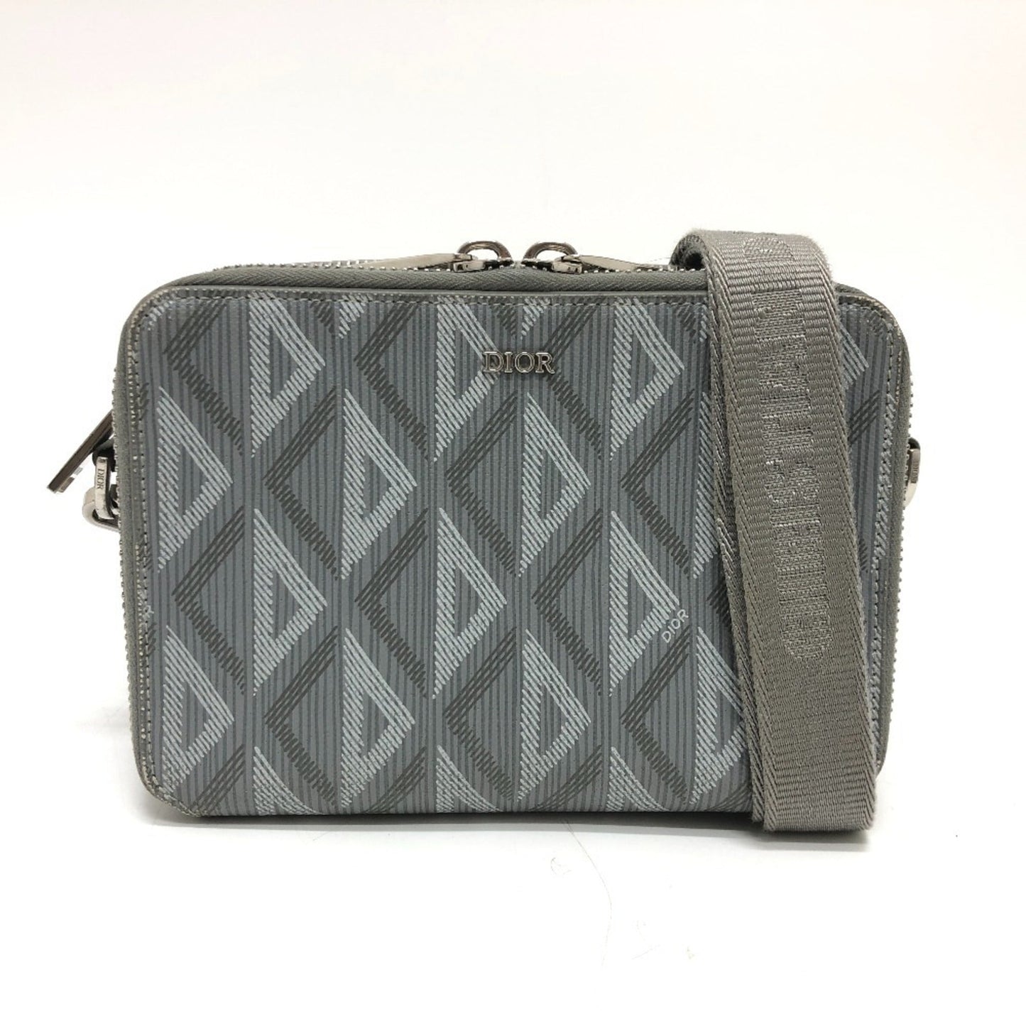 Christian Dior Gray Coated Canvas Leather Pochette Shoulder Bag ()