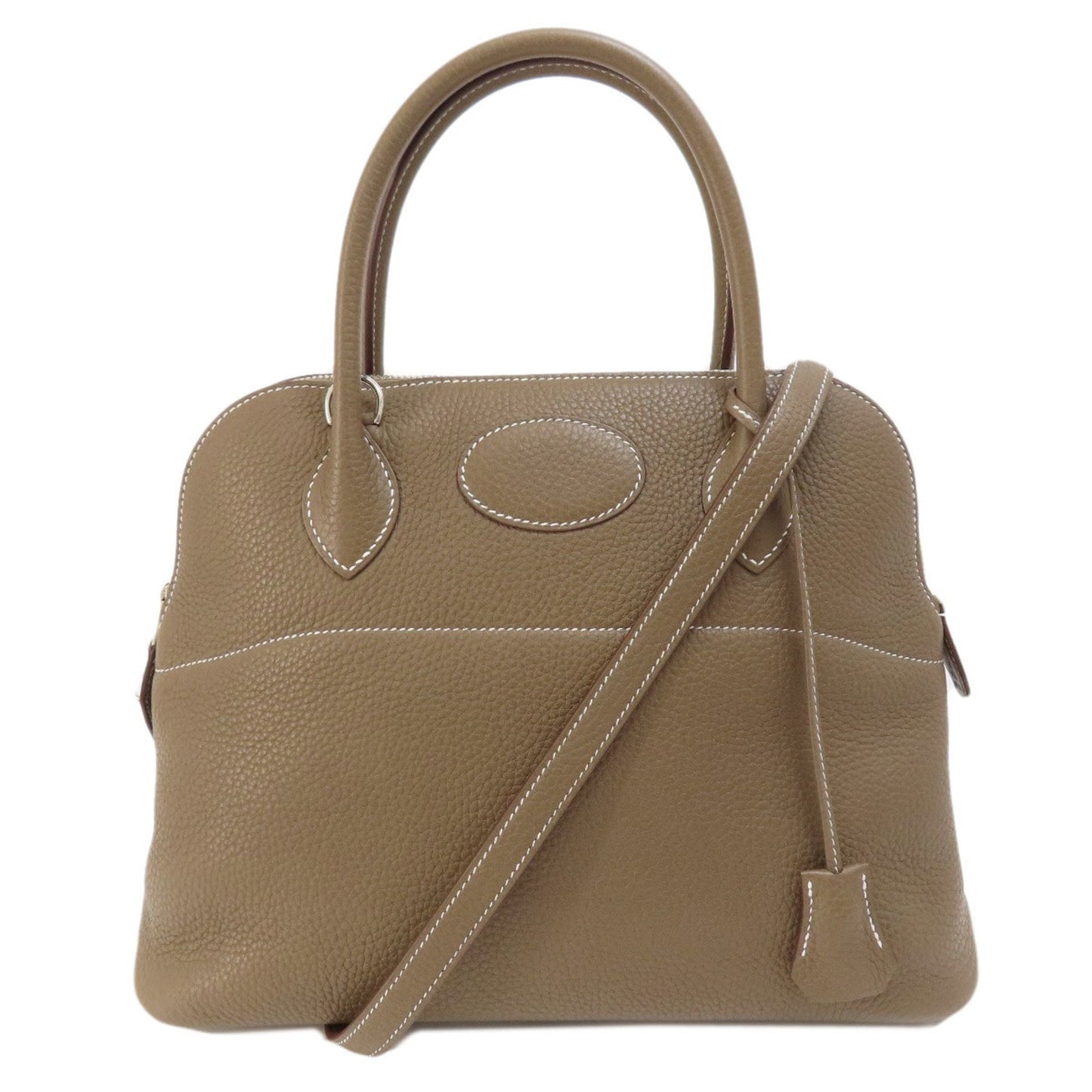 Hermes Etoupe Gray Taurillon Clemence Leather Handbag ( )