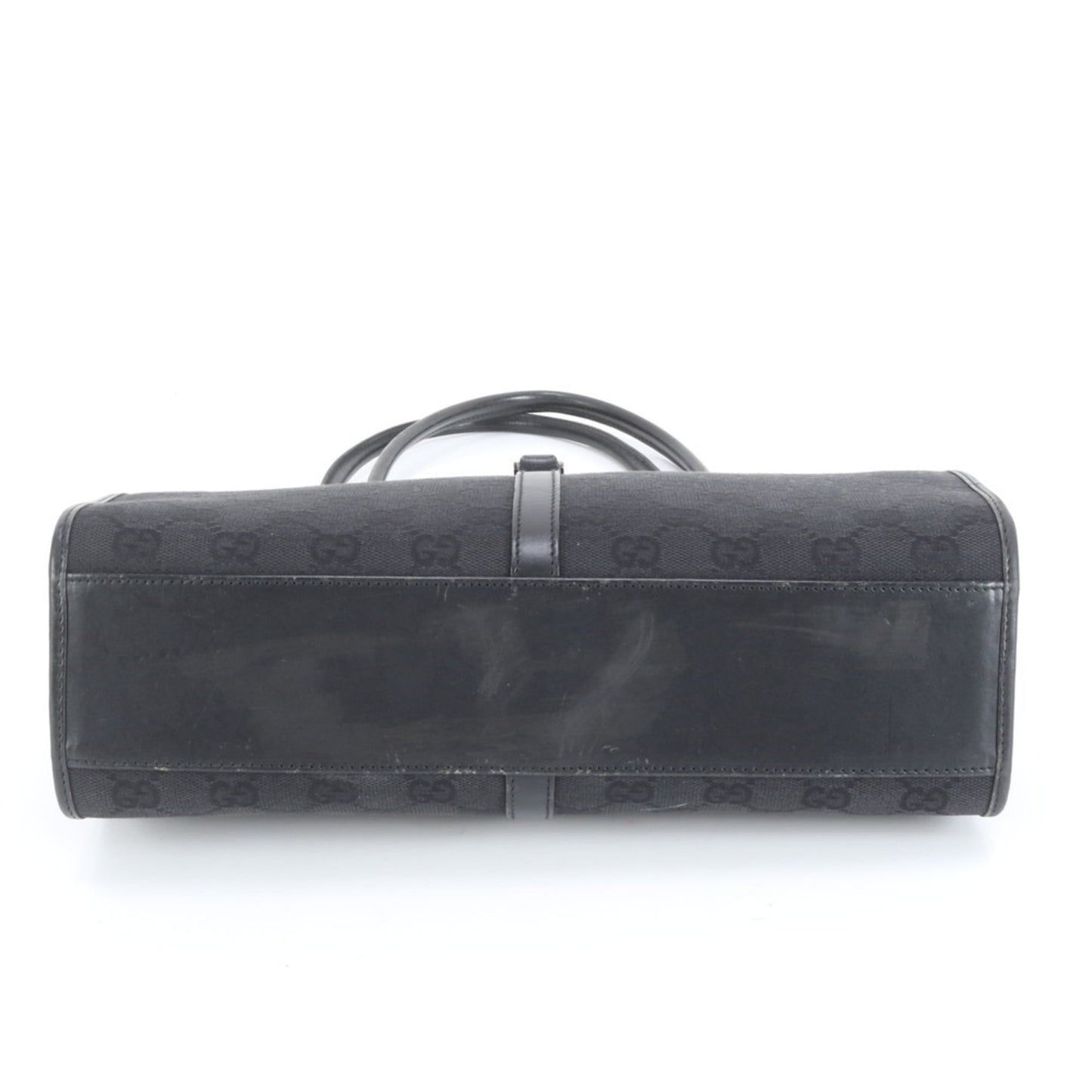 Gucci Black Leather Canvas Tote Bag ( )