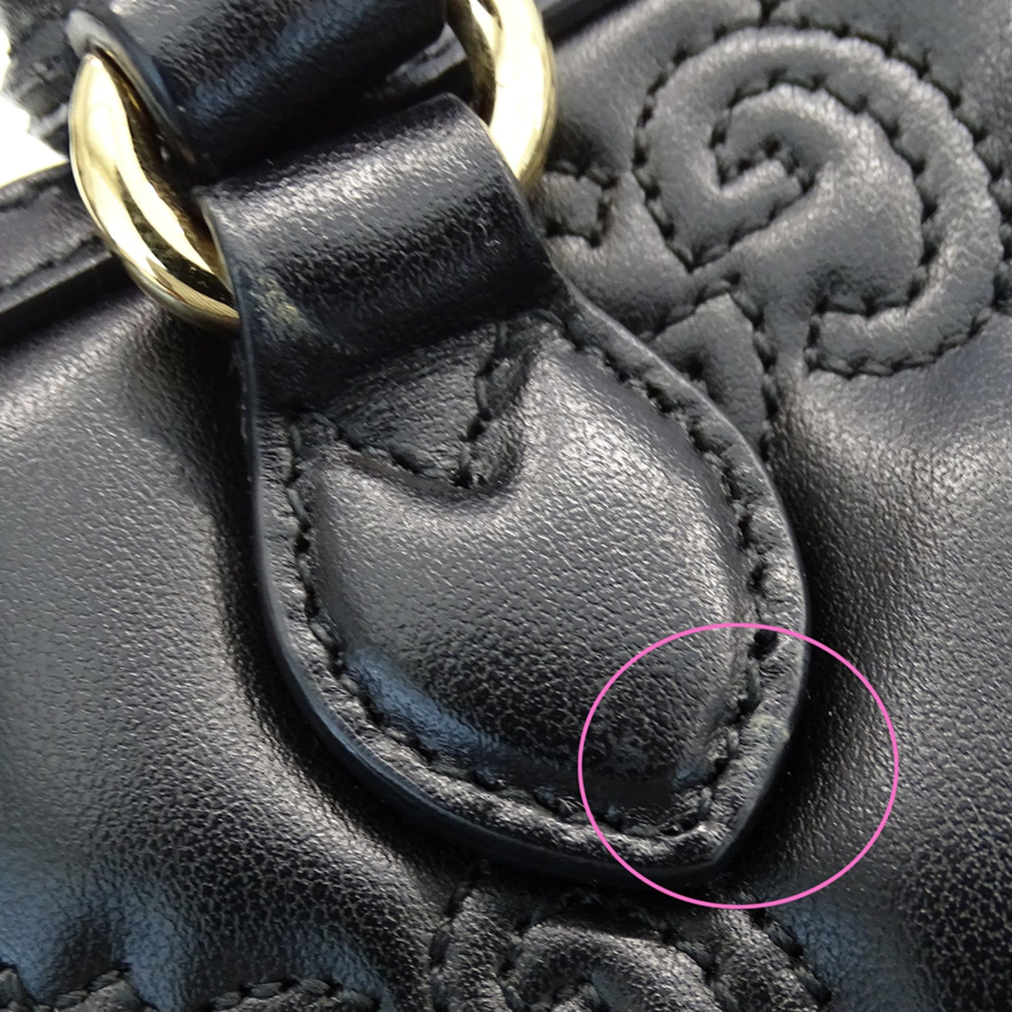 Gucci Black Leather Handbag Shoulder Bag ( )