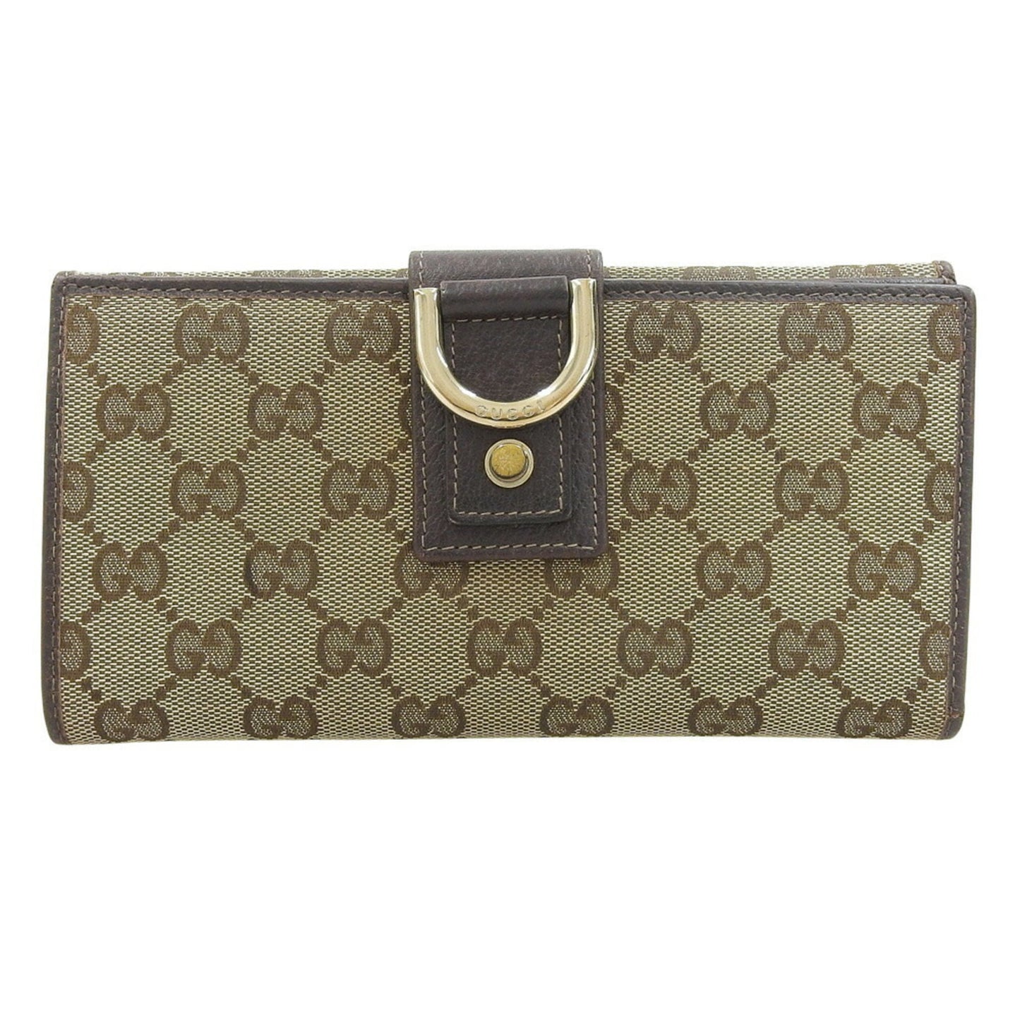 Gucci Beige Dark Brown Gg Canvas Long Wallet (Bi-Fold) ( )