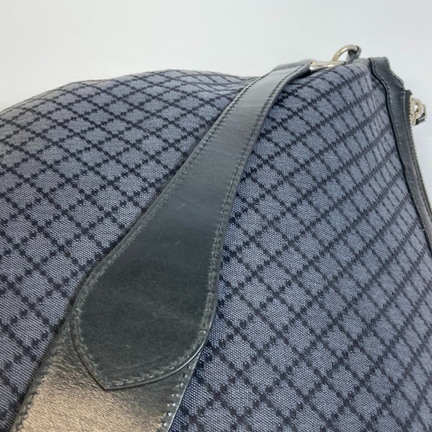 Gucci Diamante Black Gray Canvas Shoulder Bag ( )