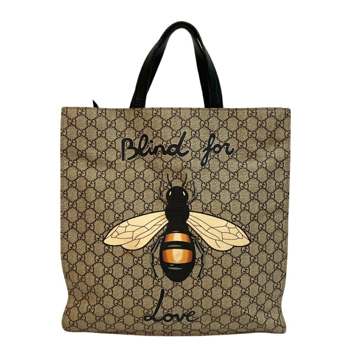 Gucci Beige Black Pvc Leather Tote Bag ( )