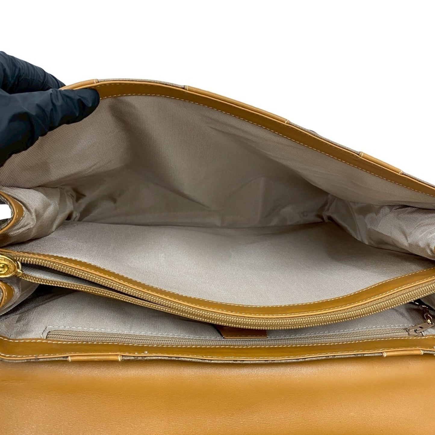 Gucci Brown Leather Pvc Shoulder Bag Tote Bag ( )