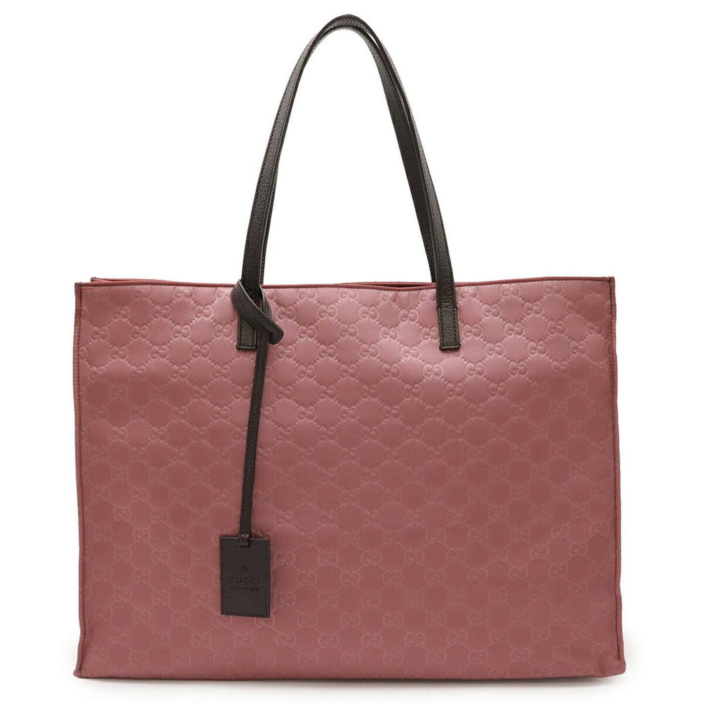 Gucci Dark Brown Pink Nylon Leather Handbag Shoulder Bag Tote Bag ( )