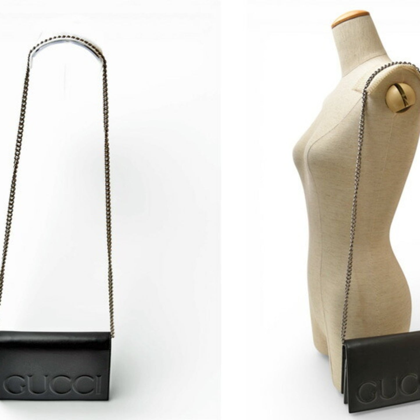 Gucci Black Leather Clutch Bag Shoulder Bag ( )